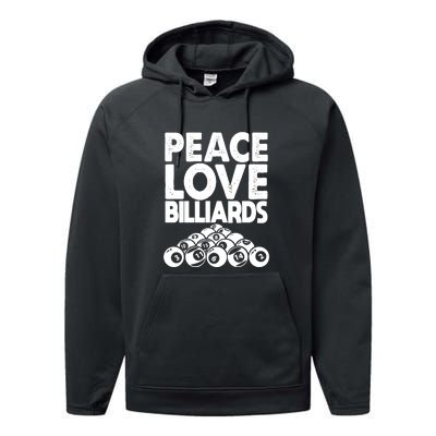 Father's Day Peace Love Billiards Pool Player Gift For Dad Performance Fleece Hoodie