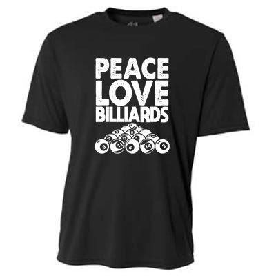 Father's Day Peace Love Billiards Pool Player Gift For Dad Cooling Performance Crew T-Shirt