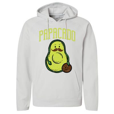 Fathers Day Papacado Papa Avocado Funny Vegan Guacamole Dad Performance Fleece Hoodie