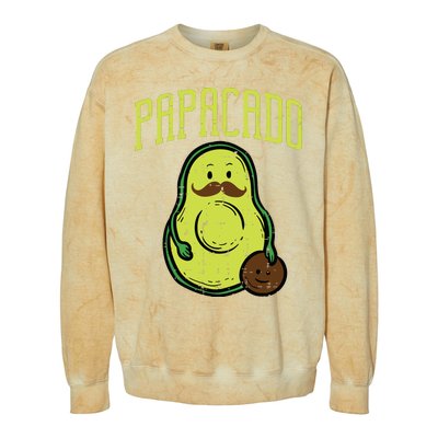 Fathers Day Papacado Papa Avocado Funny Vegan Guacamole Dad Colorblast Crewneck Sweatshirt