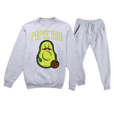 Fathers Day Papacado Papa Avocado Funny Vegan Guacamole Dad Premium Crewneck Sweatsuit Set