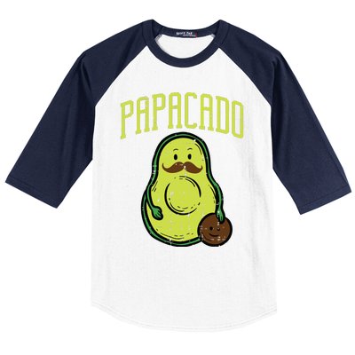 Fathers Day Papacado Papa Avocado Funny Vegan Guacamole Dad Baseball Sleeve Shirt