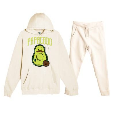 Fathers Day Papacado Papa Avocado Funny Vegan Guacamole Dad Premium Hooded Sweatsuit Set