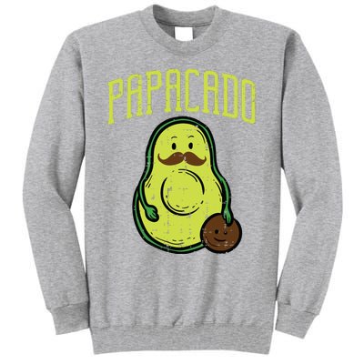 Fathers Day Papacado Papa Avocado Funny Vegan Guacamole Dad Tall Sweatshirt