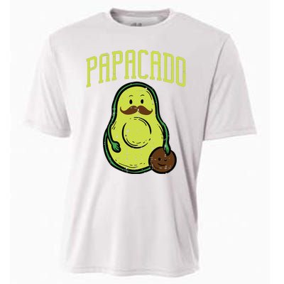 Fathers Day Papacado Papa Avocado Funny Vegan Guacamole Dad Cooling Performance Crew T-Shirt