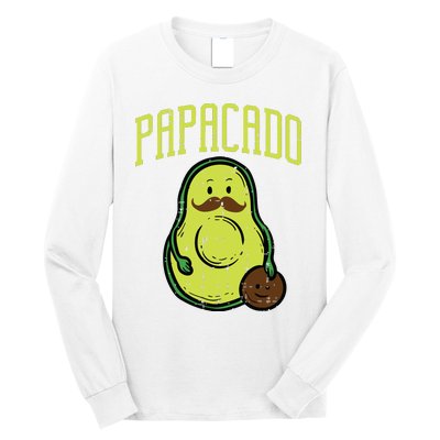 Fathers Day Papacado Papa Avocado Funny Vegan Guacamole Dad Long Sleeve Shirt