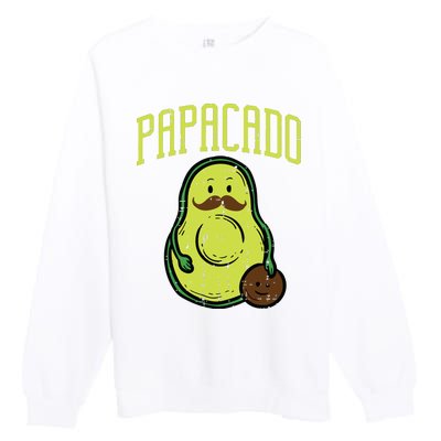 Fathers Day Papacado Papa Avocado Funny Vegan Guacamole Dad Premium Crewneck Sweatshirt