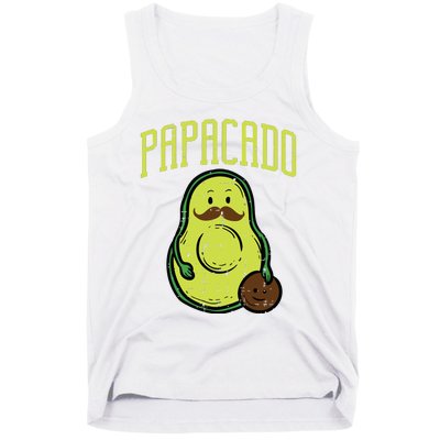 Fathers Day Papacado Papa Avocado Funny Vegan Guacamole Dad Tank Top