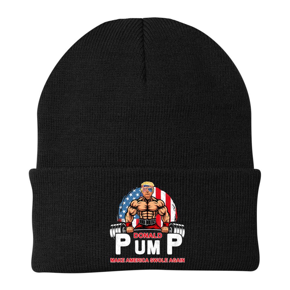 Funny Donald Pump Swole America Gym Fitness Trump 2024 Beanie