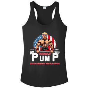 Funny Donald Pump Swole America Gym Fitness Trump 2024 Ladies PosiCharge Competitor Racerback Tank