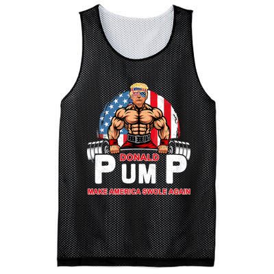 Funny Donald Pump Swole America Gym Fitness Trump 2024 Mesh Reversible Basketball Jersey Tank