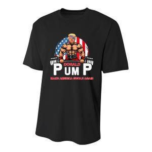 Funny Donald Pump Swole America Gym Fitness Trump 2024 Youth Performance Sprint T-Shirt