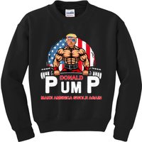 Funny Donald Pump Swole America Gym Fitness Trump 2024 Kids Sweatshirt