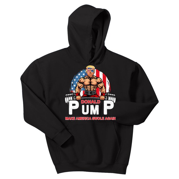 Funny Donald Pump Swole America Gym Fitness Trump 2024 Kids Hoodie