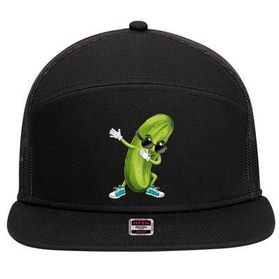 Funny Dabbing Pickle Dancing Cucumber Lover Funny Gift 7 Panel Mesh Trucker Snapback Hat