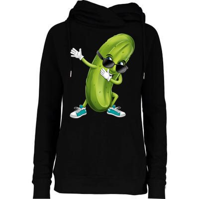 Funny Dabbing Pickle Dancing Cucumber Lover Funny Gift Womens Funnel Neck Pullover Hood