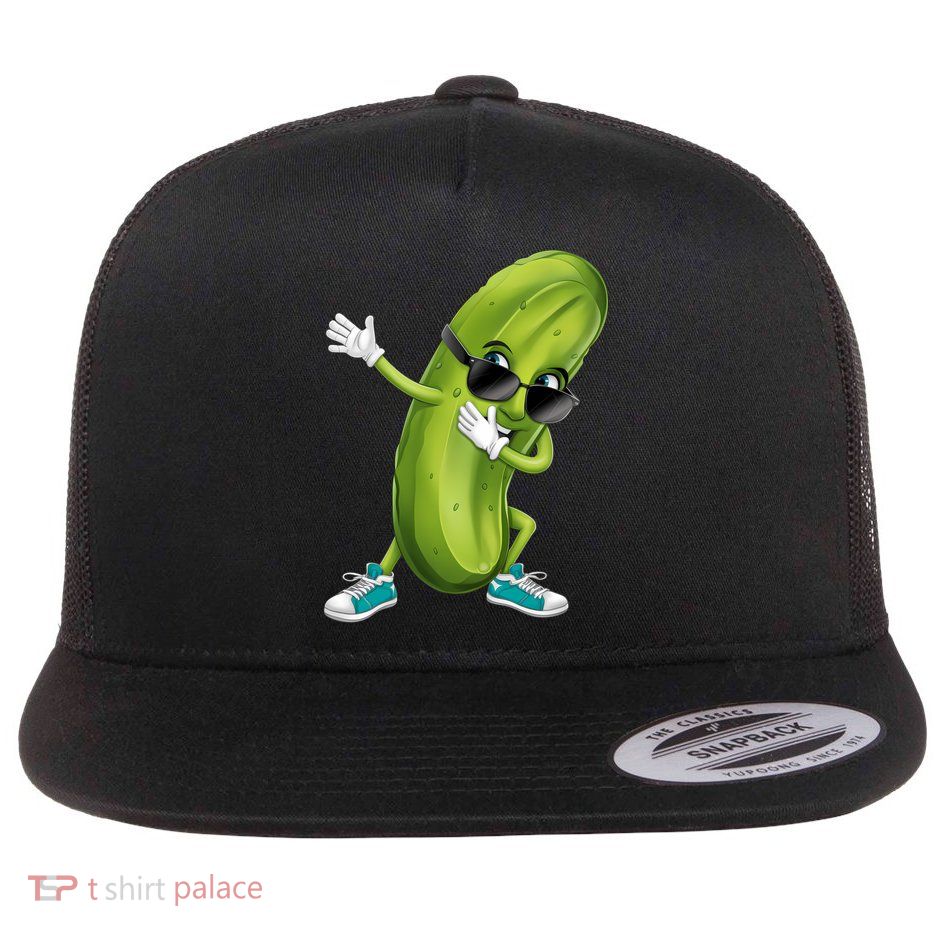 Funny Dabbing Pickle Dancing Cucumber Lover Funny Gift Flatbill Hat