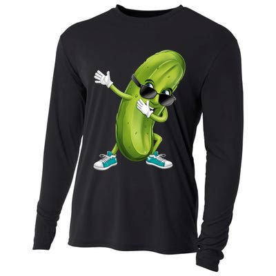 Funny Dabbing Pickle Dancing Cucumber Lover Funny Gift Cooling Performance Long Sleeve Crew