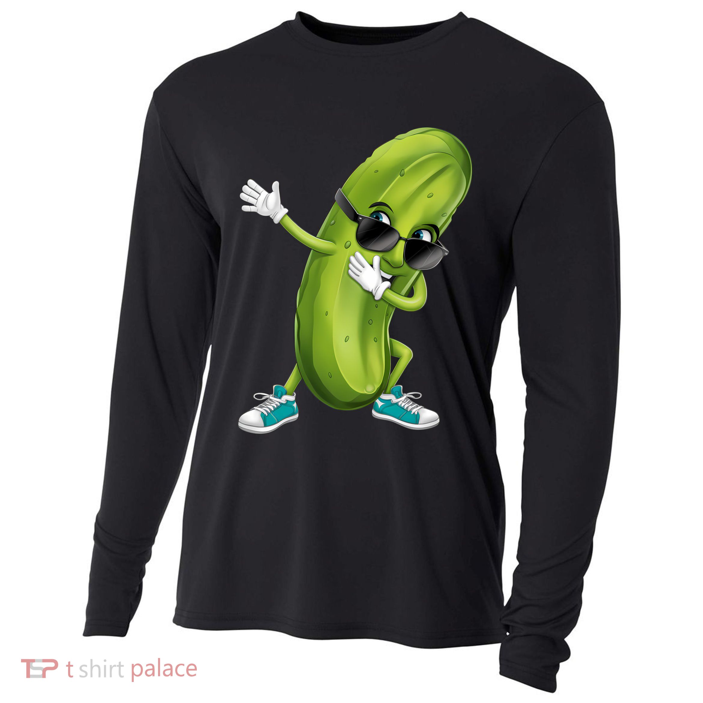 Funny Dabbing Pickle Dancing Cucumber Lover Funny Gift Cooling Performance Long Sleeve Crew