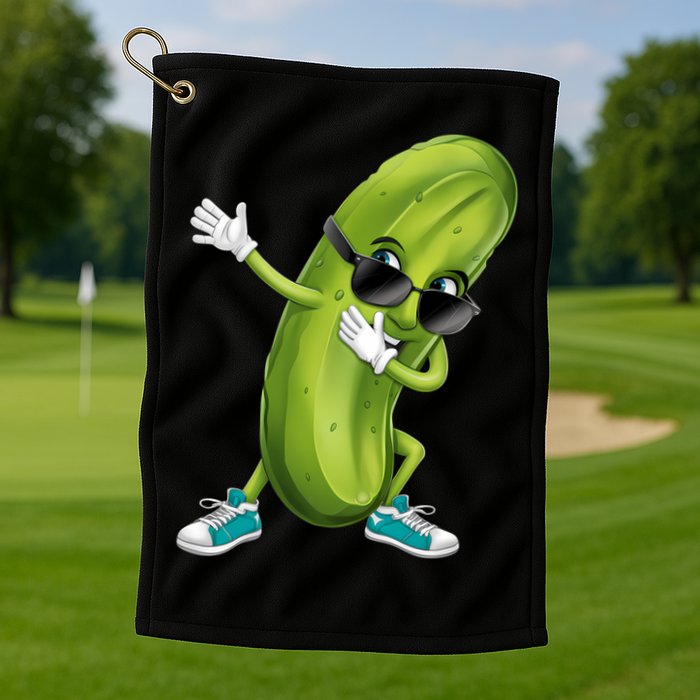 Funny Dabbing Pickle Dancing Cucumber Lover Funny Gift Golf Towel