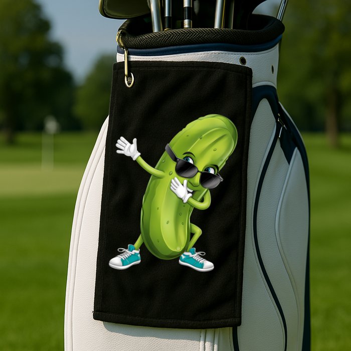 Funny Dabbing Pickle Dancing Cucumber Lover Funny Gift Golf Towel