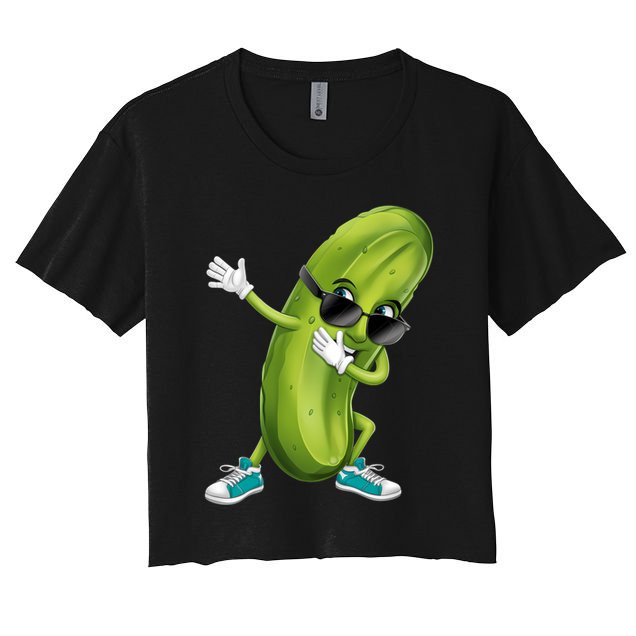 Funny Dabbing Pickle Dancing Cucumber Lover Funny Gift Crop Top