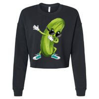 Funny Dabbing Pickle Dancing Cucumber Lover Funny Gift Cropped Pullover Crew