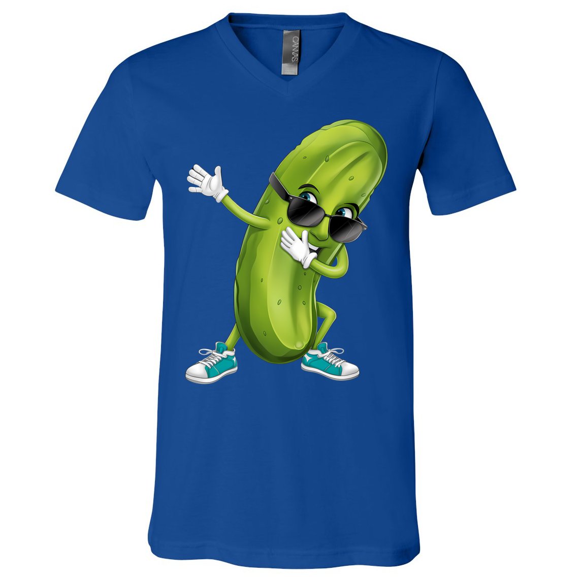 Funny Dabbing Pickle Dancing Cucumber Lover Funny Gift V-Neck T-Shirt