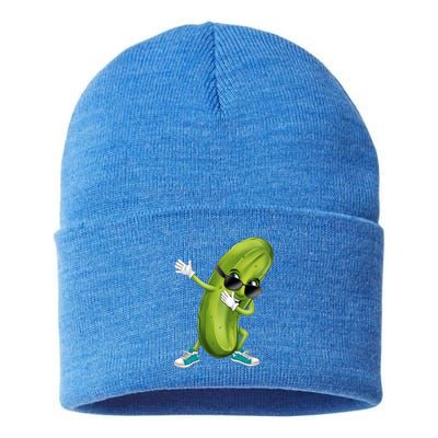 Funny Dabbing Pickle Dancing Cucumber Lover Funny Gift Sustainable Knit Beanie