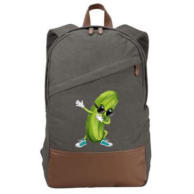Funny Dabbing Pickle Dancing Cucumber Lover Funny Gift Cotton Canvas Backpack