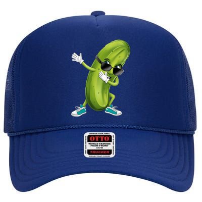 Funny Dabbing Pickle Dancing Cucumber Lover Funny Gift High Crown Mesh Back Trucker Hat