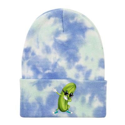 Funny Dabbing Pickle Dancing Cucumber Lover Funny Gift Tie Dye 12in Knit Beanie