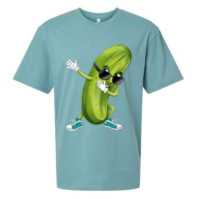 Funny Dabbing Pickle Dancing Cucumber Lover Funny Gift Sueded Cloud Jersey T-Shirt