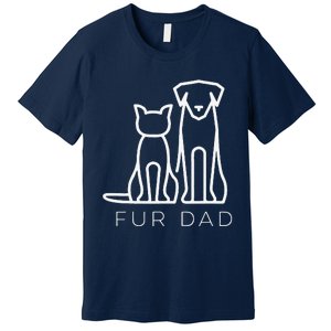 Fur Dad Pet Lover Cat Dog Dad Husband Funny Fathers Day Premium T-Shirt