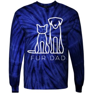 Fur Dad Pet Lover Cat Dog Dad Husband Funny Fathers Day Tie-Dye Long Sleeve Shirt