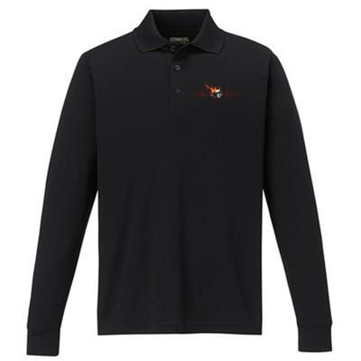 Father's Day Pool Players Heartbeat Billiards 8 Ball Gift For Dad Performance Long Sleeve Polo