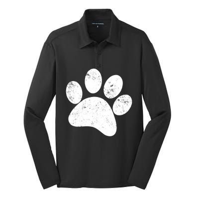 Funny Dog Paw Print Gift Vintage Dog Paw Gift Silk Touch Performance Long Sleeve Polo