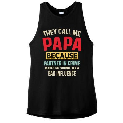 FatherS Day Papa Partner In Crime Funny Fathers Day Dad Ladies PosiCharge Tri-Blend Wicking Tank