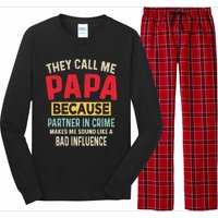 FatherS Day Papa Partner In Crime Funny Fathers Day Dad Long Sleeve Pajama Set