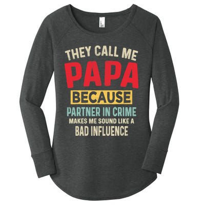 FatherS Day Papa Partner In Crime Funny Fathers Day Dad Women's Perfect Tri Tunic Long Sleeve Shirt