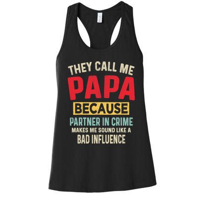 FatherS Day Papa Partner In Crime Funny Fathers Day Dad Women's Racerback Tank