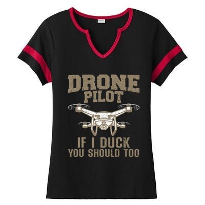 Funny Drone Pilot Design For Drone Operator Ladies Halftime Notch Neck Tee