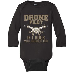 Funny Drone Pilot Design For Drone Operator Baby Long Sleeve Bodysuit