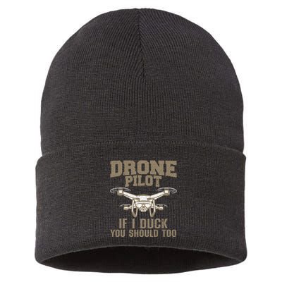Funny Drone Pilot Design For Drone Operator Sustainable Knit Beanie