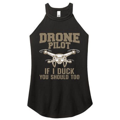 Funny Drone Pilot Design For Drone Operator Women's Perfect Tri Rocker Tank