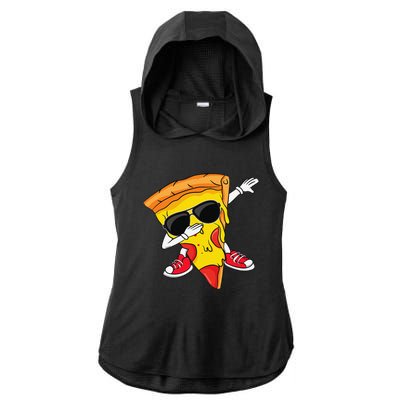 Funny Dabbing Pizza Slice Dance Pizza Lover Ladies PosiCharge Tri-Blend Wicking Draft Hoodie Tank