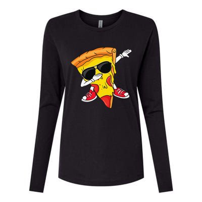 Funny Dabbing Pizza Slice Dance Pizza Lover Womens Cotton Relaxed Long Sleeve T-Shirt