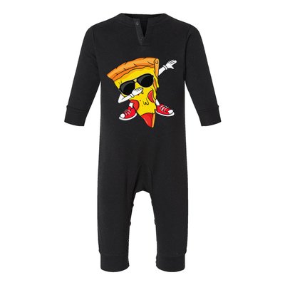 Funny Dabbing Pizza Slice Dance Pizza Lover Infant Fleece One Piece