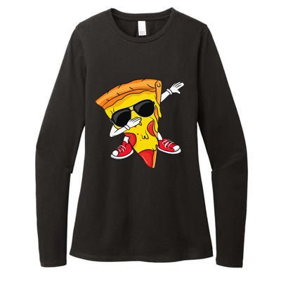 Funny Dabbing Pizza Slice Dance Pizza Lover Womens CVC Long Sleeve Shirt