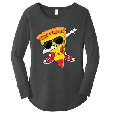 Funny Dabbing Pizza Slice Dance Pizza Lover Women's Perfect Tri Tunic Long Sleeve Shirt